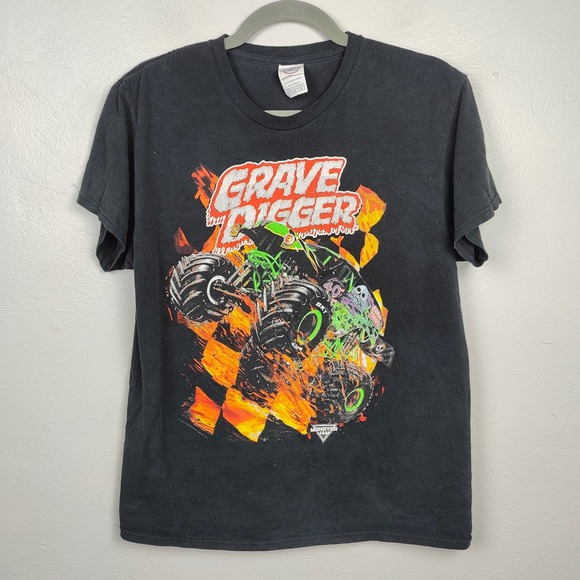 Y2K Grave Digger Monster Truck T-Shirt Size Medium Black Delta Pro Weight - Picture 1 of 7